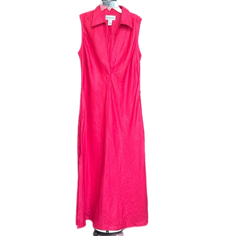 Bloomingdale's Hot Pink 100% Linen Maxi Dress Size 14